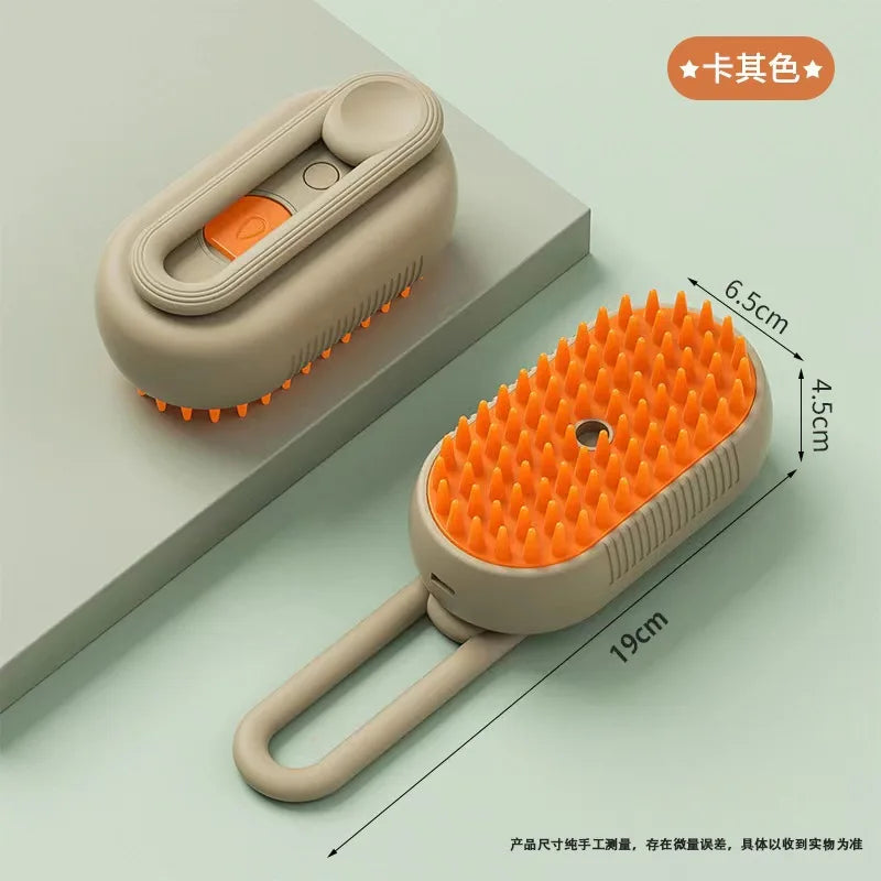 3-in-1 Electric Pet Grooming Steam Brush – Massage, Shedding & Spraying Tool