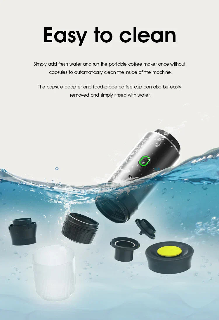 Wireless Electric Portable Espresso Coffee Machine – 3-in-1 for Car, Home & Camping
