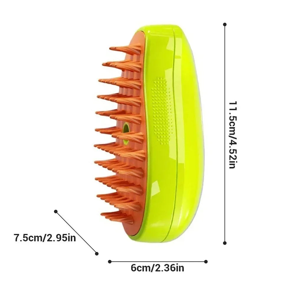 3-in-1 Electric Pet Grooming Steam Brush – Massage, Shedding & Spraying Tool