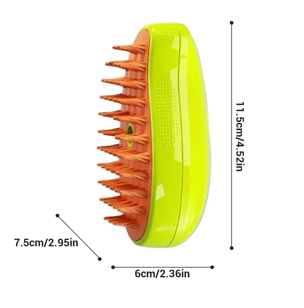 3-in-1 Electric Pet Grooming Steam Brush – Massage, Shedding & Spraying Tool