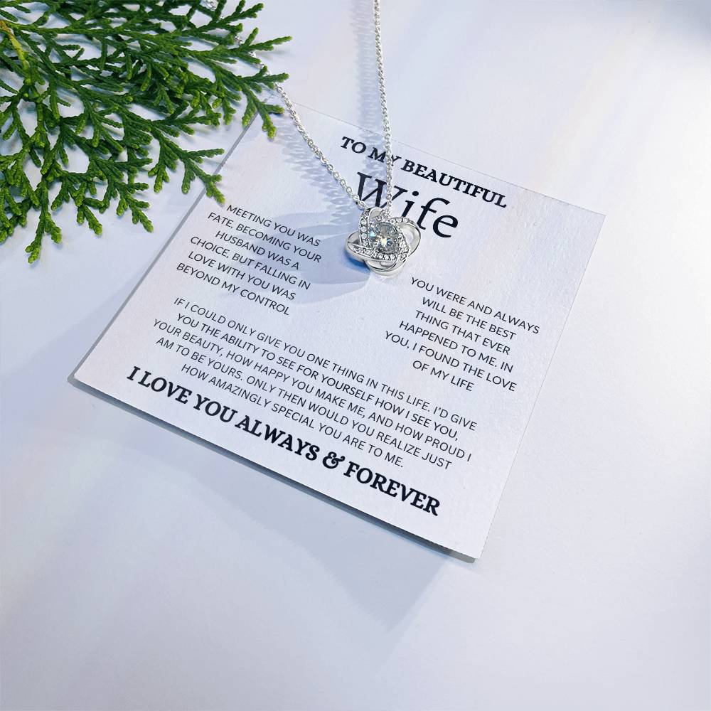 To My Beautiful Wife - Love Knot Necklace