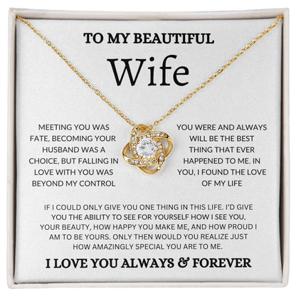 To My Beautiful Wife - Love Knot Necklace