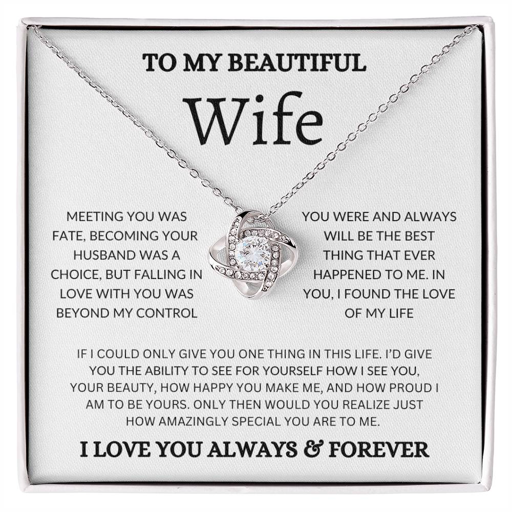 To My Beautiful Wife - Love Knot Necklace