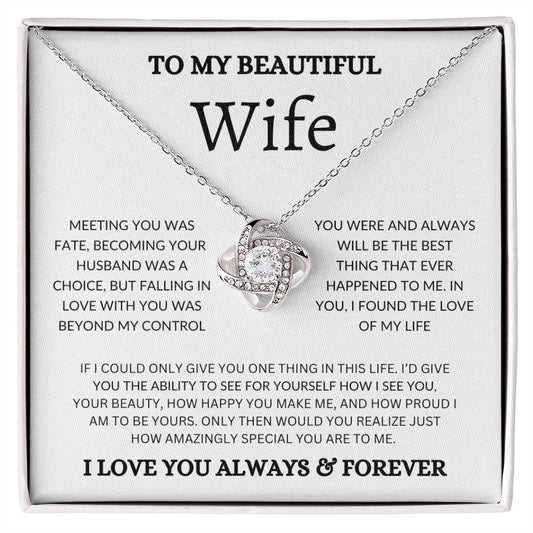 To My Beautiful Wife - Love Knot Necklace