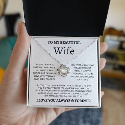 To My Beautiful Wife - Love Knot Necklace