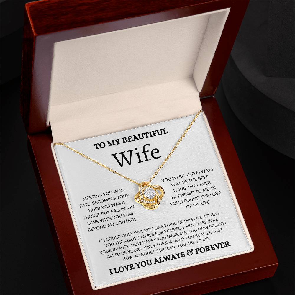 To My Beautiful Wife - Love Knot Necklace