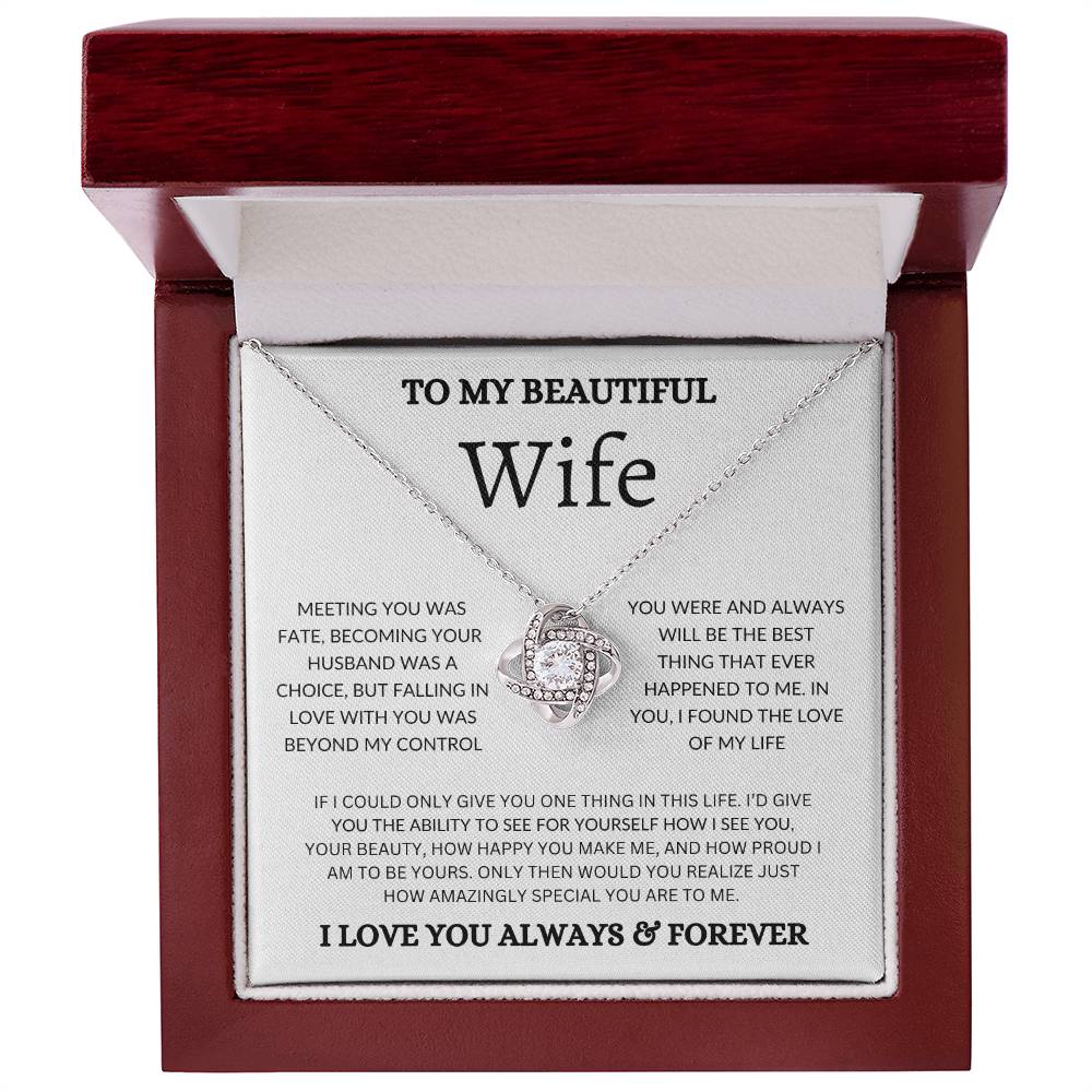 To My Beautiful Wife - Love Knot Necklace