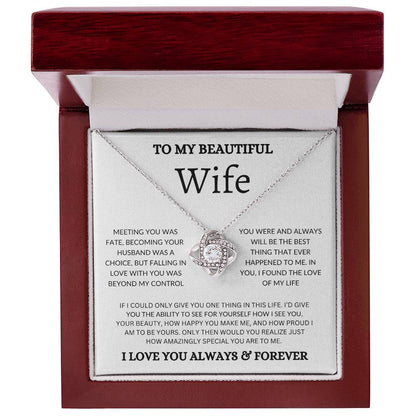 To My Beautiful Wife - Love Knot Necklace