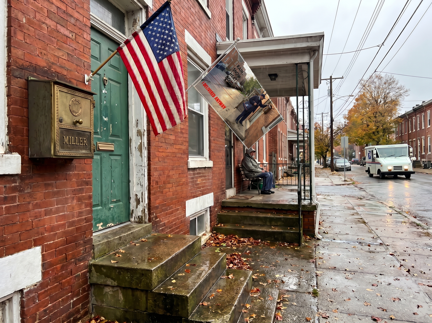 Retired Mail Carrier Flag | Postal Worker Retirement Gift | Rain Snow Heat Dogs I Delivered Anyway | Funny Mailman Yard Flag